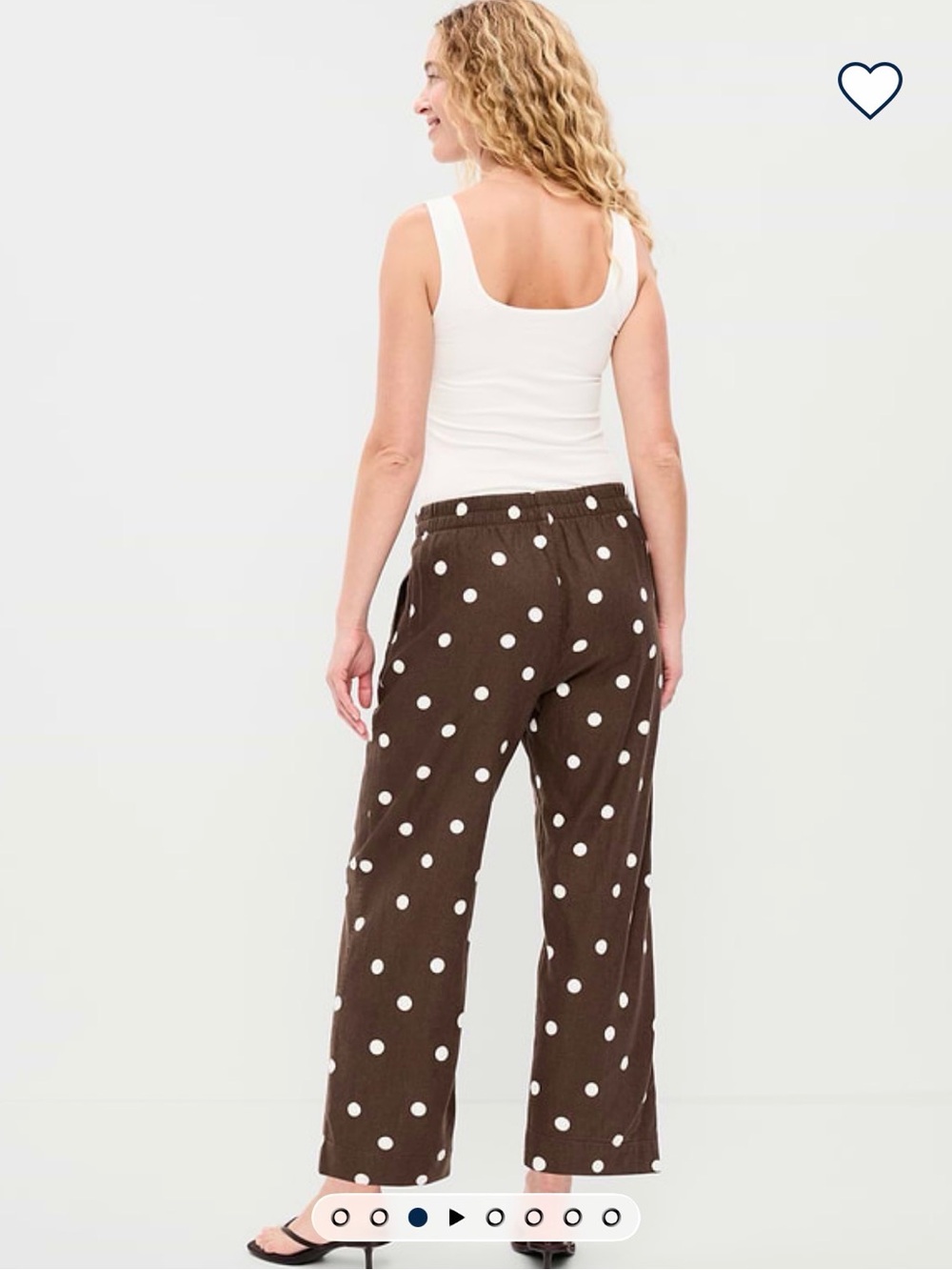 Women’s Brown Polka Dot Casual Cropped Pants - White Dot Print OLD NAVY SIZE L - Picture 2 of 12